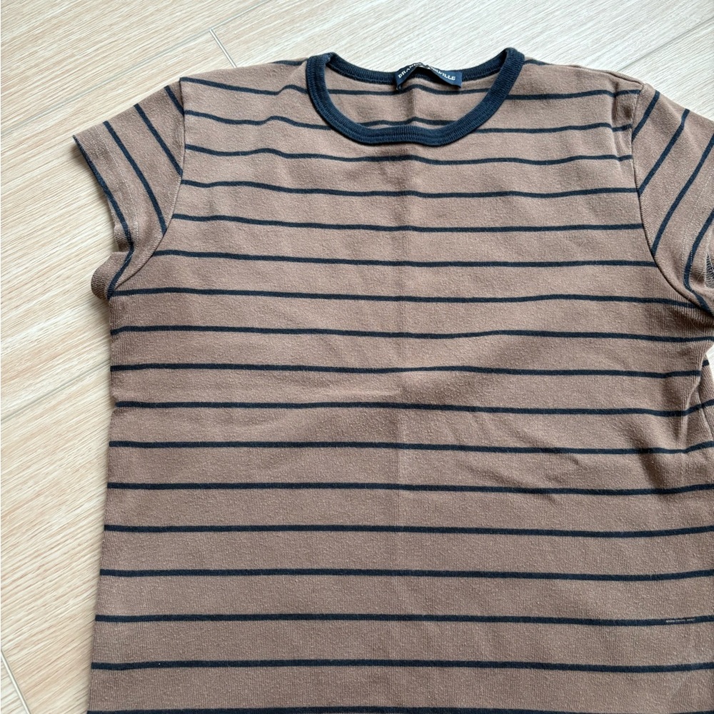 Brandy Melville Brown and Black Short Sleeve Tee